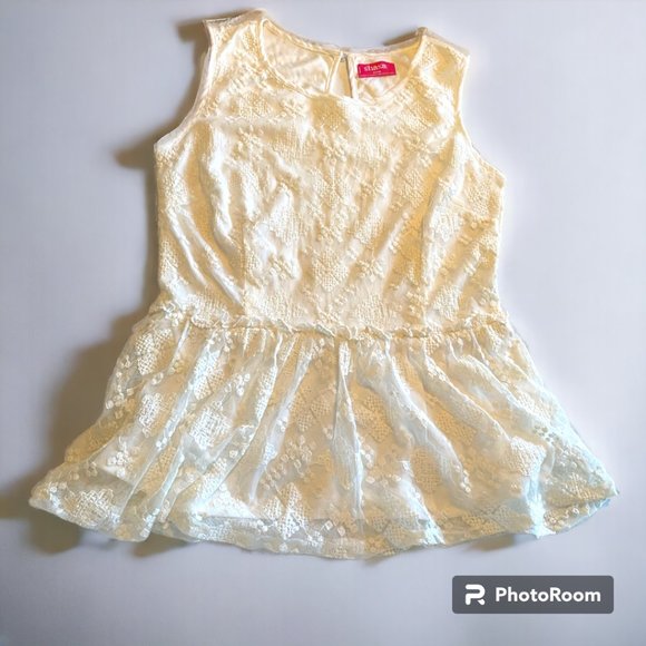 Shasa Women's White Lace Peplum Tank top Blouse sz M - Picture 10 of 10